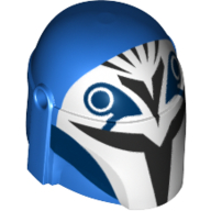 Casque Mandalorian avec Trous, avant Blanc, Visière Noire et Marquages imprimés (Helmet Mandalorian with Holes, White Front, Black Visor and Markings Print)