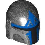 Casque Mandalorian avec Trous, Visière Noire, Marquages Bleu imprimé (Helmet Mandalorian with Holes, Black Visor, Blue Markings Print)