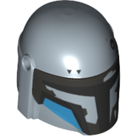 Casque mandalorian avec trous, visière noire et marquages azur moyen imprimé (Helmet Mandalorian with Holes, Black Visor and Medium Azure Markings Print)