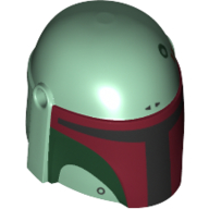 Casque Mandalorian avec trous, visière noire, rouge foncé et vert foncé Marquages motif imprimé (Boba Fett) (Helmet Mandalorian with Holes, Black Visor, Dark Red and Dark Green Markings Print (Boba Fett))