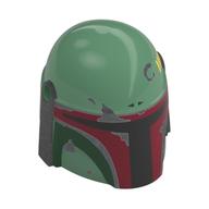Casque Mandalorian avec Trous, altéré rouge foncé, vert foncé et gris clair bleuâtre motif imprimé (Helmet Mandalorian with Holes, Weathered Dark Red, Dark Green and Light Bluish Grey Print)