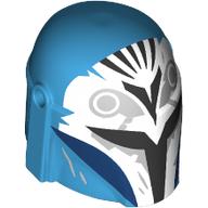 Visuel indicatif Rebrickable de Casque Mandalorian avec trous, blanc devant, visière noire, gris bleuté clair Marquages motif imprimé (Helmet Mandalorian with Holes, White Front, Black Visor, Light Bluish Grey Markings Print)