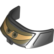 Verre pour avion Fuselage incurvé 6 x 10 haut avec yeux bleus et motif imprimé de lunettes d'or (Glass for Aircraft Fuselage Curved Forward 6 x 10 Top with Blue Eyes and Gold Goggles Print)