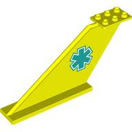 Visuel indicatif Rebrickable de Queue 12 x 2 x 5 avec motif imprimé étoile de vie turquoise foncé (Tail 12 x 2 x 5 with Dark Turquoise Star of Life Print)