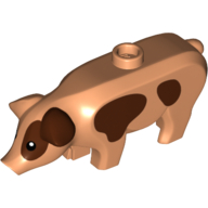 Visuel indicatif Rebrickable de Animal, Cochon, Grand avec des taches brun rougeâtre motif imprimé (Animal, Pig, Large with Reddish Brown Spots Print)