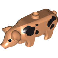Visuel indicatif Rebrickable de Animal, Cochon, Grand avec motif imprimé Taches Noires [Oreilles simples] (Animal, Pig, Large with Black Spots Print [Plain Ears])