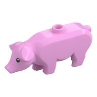 Visuel indicatif Rebrickable de Animal, Cochon, Grand avec yeux noirs et motif imprimé pupilles blanches (Animal, Pig, Large with Black Eyes and White Pupils Print)