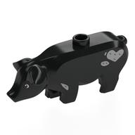 Visuel indicatif Rebrickable de Animal, Cochon, Grand avec Taches Gris Foncé, Motif imprimé cœur (Animal, Pig, Large with Dark Bluish Grey Spots, Heart Print)