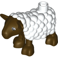 Visuel indicatif Rebrickable de Animal Duplo Mouton, Agneau avec les jambes et la tête brun foncé (Duplo Animal Sheep, Lamb with Dark Brown Legs and Head)