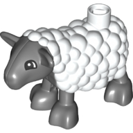 Visuel indicatif Rebrickable de Animal Duplo Moutons / Agneau avec les jambes et la tête gris foncé (Duplo Animal Sheep / Lamb with Dark Bluish Gray Legs and Head)