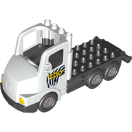 Visuel indicatif Rebrickable de Duplo Camion Grande cabine avec noir 4 x 8 plat plaque et motif imprimé Zoo (Duplo Truck Large Cab with Black 4 x 8 Flatbed Plate and Zoo Print)