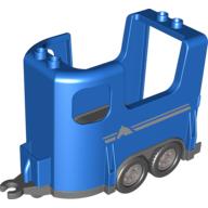 Visuel indicatif Rebrickable de Duplo remorque cheval avec base gris bleuté foncé et rayures argentées et cheval tête motif imprimé (Duplo Horse Trailer with Dark Bluish Gray Base and Silver Stripes and Horse Head Print)