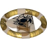 Visuel indicatif Rebrickable de Anneau avec triangle central avec bandes dorées et motif imprimé crabe [Atlantis key] (Ring with Centre Triangle with Gold Bands and Crab Print [Atlantis Key])