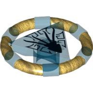 Visuel indicatif Rebrickable de Anneau avec triangle central avec bandes d'or et motif imprimé calmar [Atlantis key] (Ring with Centre Triangle with Gold Bands and Squid Print [Atlantis Key])