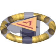 Visuel indicatif Rebrickable de Anneau avec triangle central avec bandes d'or et motif imprimé triangle [Atlantis key] (Ring with Centre Triangle with Gold Bands and Triangle Print [Atlantis Key])