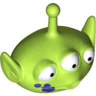 Tête de minifigurine spéciale, alien avec antenne et trois yeux, déversement violet sur motif imprimé joue droite (Toy Story alien) (Minifig Head Special, Alien with Antenna and Three Eyes, Purple Spill on Right Cheek Print (Toy Story Alien))