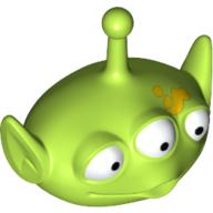 Tête de minifigurine spéciale, alien avec antenne et trois yeux, déversement jaune sur le avant motif imprimé (Toy Story alien) (Minifig Head Special, Alien with Antenna and Three Eyes, Yellow Spill on Forehead Print (Toy Story Alien))