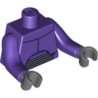 Torse avec bras longs, armure de poitrine et motif imprimé gris (Zurg), bras pourpre foncé, mains gris bleuté foncé (Torso with Long Arms, Chest Armor and Gray Abdominal Joint Print (Zurg), Dark Purple Arms, Dark Bluish Gray Hands)