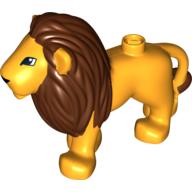 Visuel indicatif Rebrickable de Animal Duplo lion mâle adulte, crinière brun rougeâtre, yeux carrés motif imprimé (Duplo Animal Lion Adult Male, Reddish Brown Mane, Squarish Eyes Print)