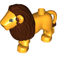 Visuel indicatif Rebrickable de Animal Duplo Lion Adulte Mâle, Crin brun rougeâtre, Yeux arrondis motif imprimé (Duplo Animal Lion Adult Male, Reddish Brown Mane, Rounded Eyes Print)
