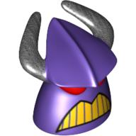 Tête de minifigurine Spécial avec grands yeux rouges et bouche jaune, casque avec cornes (Zurg) (Minifig Head Special with Large Red Eyes and Yellow Mouth, Helmet with Horns (Zurg))