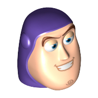 Visuel indicatif Rebrickable de Tête de minifigurine Spécial, Buzz Lightyear avec motif de capot violet (Minifig Head Special, Buzz Lightyear with Purple Hood Pattern)