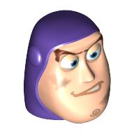 Visuel indicatif Rebrickable de Tête de minifigurine Spécial, Buzz Lightyear avec des taches de saleté, motif de capuche violet foncé (Minifig Head Special, Buzz Lightyear with Dirt Stains, Dark Purple Hood Pattern)