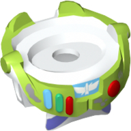 Combinaison d'espace minifigurine accessoire de cou avec garniture de vert citron et boutons colorés, taches de saleté motif imprimé (Buzz Lightyear) (Minifig Neckwear Spacesuit with Lime Trim and Colored Buttons, Dirt Stains Print (Buzz Lightyear))