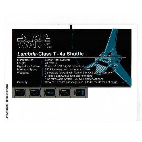 Visuel indicatif Rebrickable de Feuille d’autocollants pour le set 10212-1 (Sticker Sheet for Set 10212-1)
