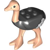 Visuel indicatif Rebrickable de Animal, Oiseau, Autruche avec queue blanche et pointes d'ailes / Pieds et tête de nougat clair [Assemblage complet] (Animal, Bird, Ostrich with White Tail and Wingtips / Light Nougat Legs and Head [Complete Assembly])