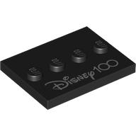 Visuel indicatif Rebrickable de Plaque spéciale 3 x 4 avec 1 x 4 Centre tenons et motif imprimé 'Disney 100' (Plate Special 3 x 4 with 1 x 4 Center Studs and 'Disney 100' Print)
