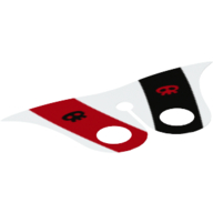 Col cape, pointu avec bande noire et rouge, crâne noir et rouge (Neckwear Cape Collar, Pointed with Black and Red Stripe, Black and Red Skull)