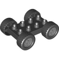 Visuel indicatif Rebrickable de Base de voiture Duplo 2 x 4 avec pneus noirs avec bande de roulement et conception de roues classiques gris bleuté clair (Duplo Car Base 2 x 4 with Black Tires with Tread & Light Bluish Gray Classic Wheels Design)