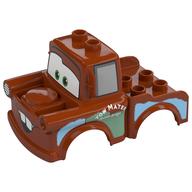 Duplo Car corps 2 haut tenons Camion avec tapis de remorquage de voitures, sans motif imprimé de dents de fond (Duplo Car Body 2 Top Studs Truck with Cars Tow Mater, No Bottom Teeth Print)