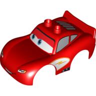 Visuel indicatif Rebrickable de Duplo carrosserie 2 tenons supérieurs et spoiler avec voitures foudre mcqueen, pas de rouille-eze logo motif imprimé (Duplo Car Body 2 Top Studs and Spoiler with Cars Lightning McQueen, No Rust-Eze Logo Print)
