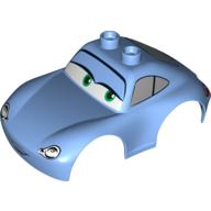 Visuel indicatif Rebrickable de Carrosserie Duplo, 2 crampons supérieurs, coupé sport avec motif imprimé voitures (Duplo Car Body, 2 Top Studs, Sports Coupe with Cars Sally Print)