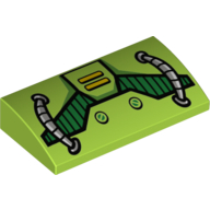 Visuel indicatif Rebrickable de Brique courbée 2 x 4 x 2/3 Non tenons avec le modèle imprimé de tuyaux et de machines (Brick Curved 2 x 4 x 2/3 No Studs with Hoses and Machinery Print)
