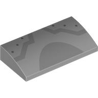 Visuel indicatif Rebrickable de Brique courbée 2 x 4 x 2/3 sans tenons avec des formes gris bleuté foncé, rivets motif imprimé (Brick Curved 2 x 4 x 2/3 No Studs with Dark Bluish Grey Shapes, Rivets Print)