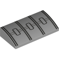 Visuel indicatif Rebrickable de Brique courbée 2 x 4 x 2/3 Non tenons avec lignes noires et motif imprimé à 3 hachures (Brick Curved 2 x 4 x 2/3 No Studs with Black Lines and 3 Hatches Print)