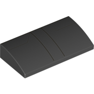 Visuel indicatif Rebrickable de Brique courbée 2 x 4 x 2/3 sans tenons avec des lignes argentées motif imprimé (Brick Curved 2 x 4 x 2/3 No Studs with Silver Lines Print)