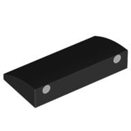 Visuel indicatif Rebrickable de Brique courbée 2 x 4 x 2/3 Non tenons avec motif imprimé à 2 points blancs (Brick Curved 2 x 4 x 2/3 No Studs with 2 White Dots Print)