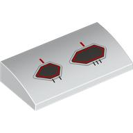 Visuel indicatif Rebrickable de Brique courbée 2 x 4 x 2/3 Non tenons avec motif imprimé de prises d'air noir/rouge (Brick Curved 2 x 4 x 2/3 No Studs with Black/Red Air Intakes Print)