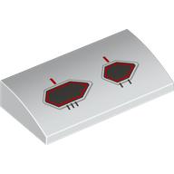 Visuel indicatif Rebrickable de Brique courbée 2 x 4 x 2/3 Non tenons avec motif imprimé de prises d'air noir/rouge (Brick Curved 2 x 4 x 2/3 No Studs with Black/Red Air Intakes Print)