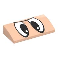 Visuel indicatif Rebrickable de Brique courbée 2 x 4 x 2/3 Non tenons avec motif imprimé Yeux Noir/Blanc (Brick Curved 2 x 4 x 2/3 No Studs with Black/White Eyes Print)