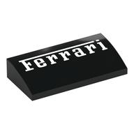 Visuel indicatif Rebrickable de Brique courbée 2 x 4 x 2/3 Non tenons avec motif imprimé blanc 'Ferrari' (Brick Curved 2 x 4 x 2/3 No Studs with White 'Ferrari' Print)