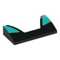 Visuel indicatif Rebrickable de Brique courbée 2 x 4 x 2/3 Non tenons avec trapèze blanc, motif imprimé Triangles turquoise foncé (Brick Curved 2 x 4 x 2/3 No Studs with White Trapezoid, Dark Turquoise Triangles Print)