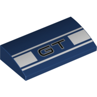 Visuel indicatif Rebrickable de Brique courbée 2 x 4 x 2/3 sans tenons avec 'GT', motif imprimé à rayures blanches (Brick Curved 2 x 4 x 2/3 No Studs with 'GT', White Stripes Print)