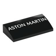 Visuel indicatif Rebrickable de Brique courbée 2 x 4 x 2/3 Non tenons avec motif imprimé blanc 'ASTON MARTIN' (Brick Curved 2 x 4 x 2/3 No Studs with White 'ASTON MARTIN' Print)