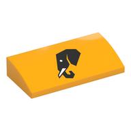 Visuel indicatif Rebrickable de Brique courbée 2 x 4 x 2/3 Non tenons avec motif imprimé tête d'éléphant noir (Brick Curved 2 x 4 x 2/3 No Studs with Black Elephant Head Print)