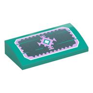Visuel indicatif Rebrickable de Brique courbée 2 x 4 x 2/3 Non tenons avec cristal de lavande, bord sur sable vert planches en bois motif imprimé (Brick Curved 2 x 4 x 2/3 No Studs with Lavender Crystal, Border on Sand Green Wooden Boards Print)